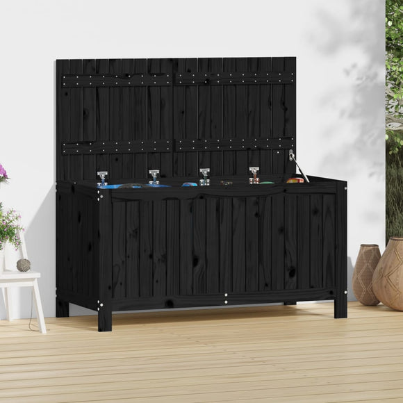 NNEVL Garden Storage Box Black 121x55x64 cm Solid Wood Pine