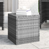 NNEVL Side Table Grey 40x37x40.5 cm Poly Rattan and Tempered Glass