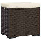 NNEVL Ottoman with Cushion Brown 40x30x40 cm Poly Rattan