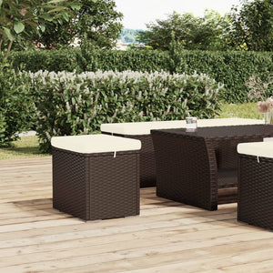 NNEVL Ottoman with Cushion Brown 40x30x40 cm Poly Rattan