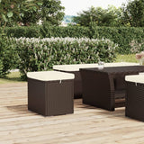 NNEVL Ottoman with Cushion Brown 40x30x40 cm Poly Rattan