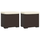 NNEVL Ottomans with Cushions 2 pcs Brown 40x30x40 cm Poly Rattan