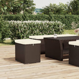 NNEVL Ottomans with Cushions 2 pcs Brown 40x30x40 cm Poly Rattan