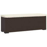 NNEVL Ottoman Bench with Cushion Brown 110x30x40 cm Poly Rattan