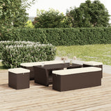 NNEVL Ottoman Bench with Cushion Brown 110x30x40 cm Poly Rattan