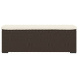 NNEVL Ottoman Bench with Cushion Brown 110x30x40 cm Poly Rattan
