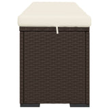NNEVL Ottoman Bench with Cushion Brown 110x30x40 cm Poly Rattan