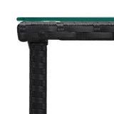 NNEVL Side Table Black 45x45x45 cm Poly Rattan and Tempered Glass