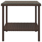 NNEVL Side Table Brown 45x45x45 cm Poly Rattan and Tempered Glass