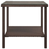 NNEVL Side Table Brown 45x45x45 cm Poly Rattan and Tempered Glass
