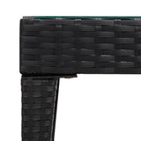 NNEVL Side Table Black 50x50x38 cm Poly Rattan and Tempered Glass