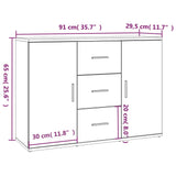 NNEVL Sideboard White 91x29.5x65 cm Engineered Wood