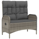 NNEVL Reclining Garden Bench with Cushions 107 cm Poly Rattan Grey