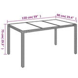 NNEVL Garden Table with Glass Top Black 150x90x75 cm Poly Rattan