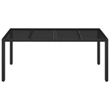 NNEVL Garden Table with Glass Top Black 190x90x75 cm Poly Rattan