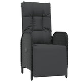 NNEVL Garden Reclining Chairs 2 pcs with Table Black Poly Rattan