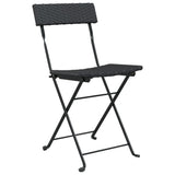 NNEVL Folding Bistro Chairs 2 pcs Black Poly Rattan and Steel