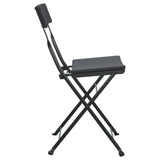 NNEVL Folding Bistro Chairs 2 pcs Black Poly Rattan and Steel