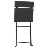 NNEVL Folding Bistro Chairs 2 pcs Black Poly Rattan and Steel