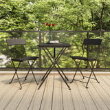 NNEVL Folding Bistro Chairs 2 pcs Black Poly Rattan and Steel