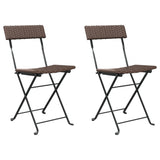 NNEVL Folding Bistro Chairs 2 pcs Brown Poly Rattan and Steel
