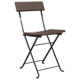 NNEVL Folding Bistro Chairs 2 pcs Brown Poly Rattan and Steel