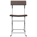 NNEVL Folding Bistro Chairs 2 pcs Brown Poly Rattan and Steel