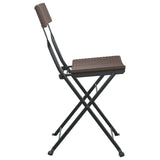 NNEVL Folding Bistro Chairs 2 pcs Brown Poly Rattan and Steel
