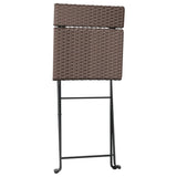 NNEVL Folding Bistro Chairs 2 pcs Brown Poly Rattan and Steel