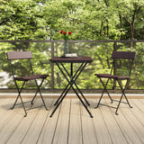 NNEVL Folding Bistro Chairs 2 pcs Brown Poly Rattan and Steel