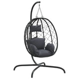 NNEVL Hanging Egg Chair with Cushion Anthracite Poly Rattan&Steel