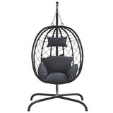 NNEVL Hanging Egg Chair with Cushion Anthracite Poly Rattan&Steel