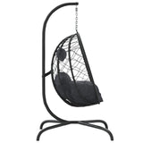 NNEVL Hanging Egg Chair with Cushion Anthracite Poly Rattan&Steel