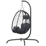 NNEVL Hanging Egg Chair with Cushion Anthracite Poly Rattan&Steel