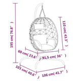 NNEVL Hanging Egg Chair with Cushion Anthracite Poly Rattan&Steel