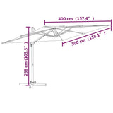 NNEVL Cantilever Umbrella with Aluminium Pole Sand White 400x300 cm
