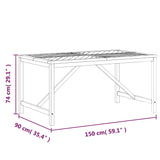 NNEVL Garden Dining Table 150x90x74 cm Solid Wood Acacia