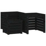 NNEVL 3 Piece Garden Box Set Black Solid Wood Pine