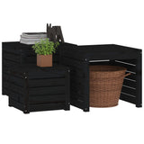 NNEVL 3 Piece Garden Box Set Black Solid Wood Pine