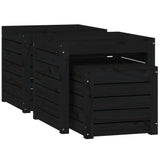 NNEVL 3 Piece Garden Box Set Black Solid Wood Pine