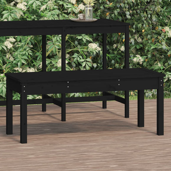 NNEVL Garden Bench Black 109x44x45 cm Solid Wood Pine