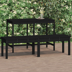 NNEVL 2-Seater Garden Bench Black 159.5x44x45 cm Solid Wood Pine