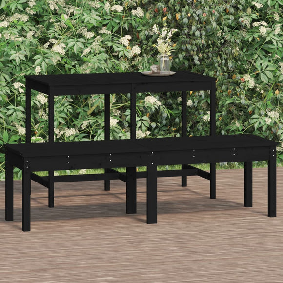 NNEVL 2-Seater Garden Bench Black 159.5x44x45 cm Solid Wood Pine