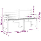 NNEVL Garden Bench Black 159.5x48x91.5 cm Solid Wood Pine