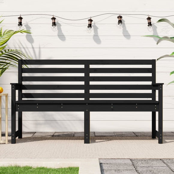 NNEVL Garden Bench Black 159.5x48x91.5 cm Solid Wood Pine