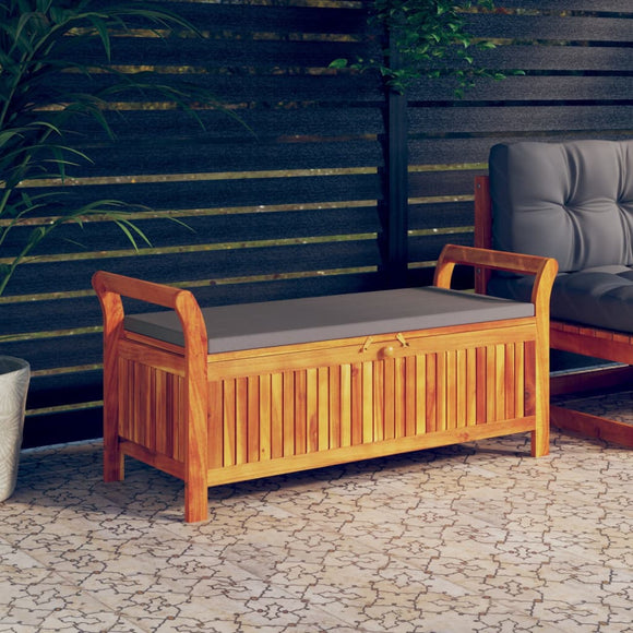 NNEVL Garden Storage Bench with Cushion 126 cm Solid Wood Acacia
