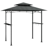 NNEVL BBQ Gazebo with Side Shelves Anthracite 240x150x243 cm Steel