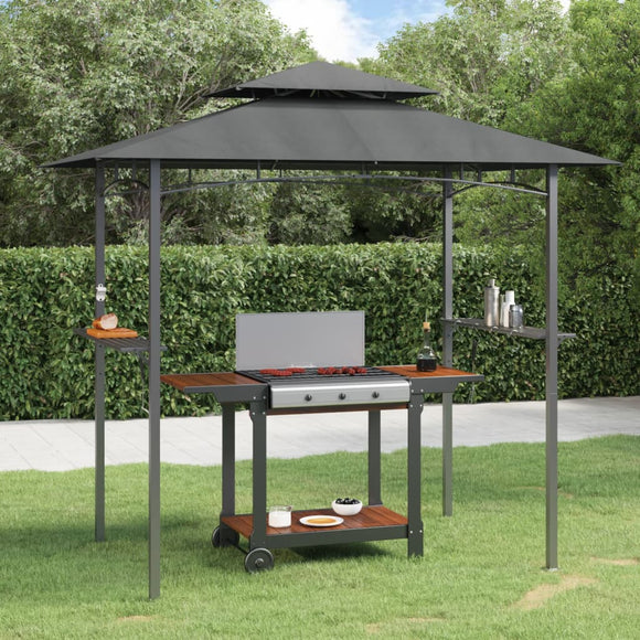 NNEVL BBQ Gazebo with Side Shelves Anthracite 240x150x243 cm Steel