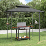 NNEVL BBQ Gazebo with Side Shelves Anthracite 240x150x243 cm Steel