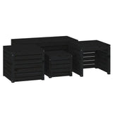 NNEVL 4 Piece Garden Box Set Black Solid Wood Pine